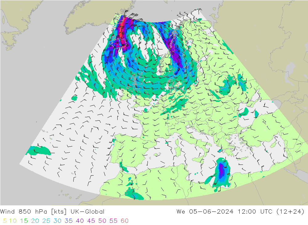 风 850 hPa UK-Global 星期三 05.06.2024 12 UTC