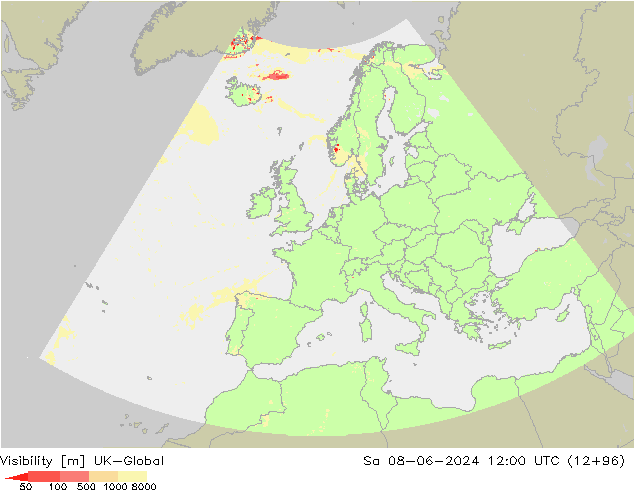 Dohlednost UK-Global So 08.06.2024 12 UTC