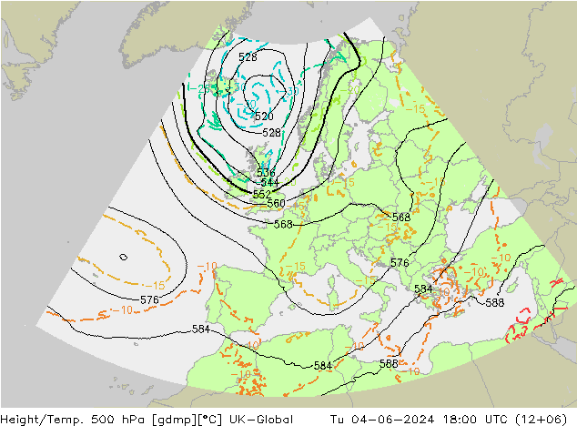 Height/Temp. 500 hPa UK-Global Ter 04.06.2024 18 UTC