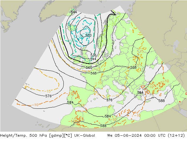 Géop./Temp. 500 hPa UK-Global mer 05.06.2024 00 UTC
