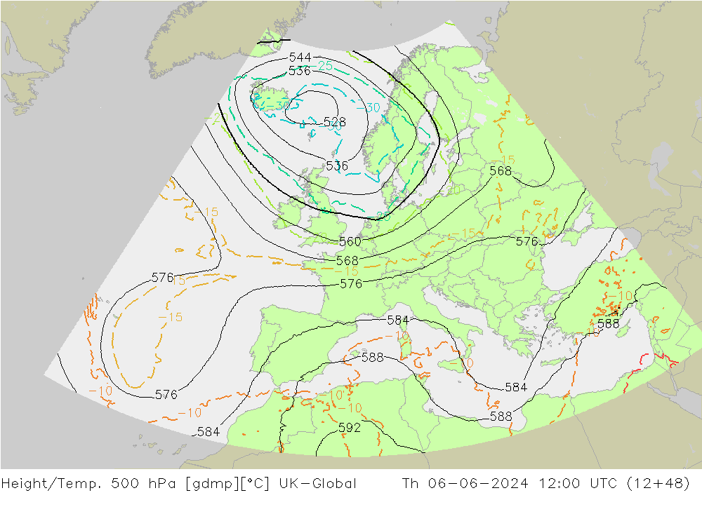 Yükseklik/Sıc. 500 hPa UK-Global Per 06.06.2024 12 UTC