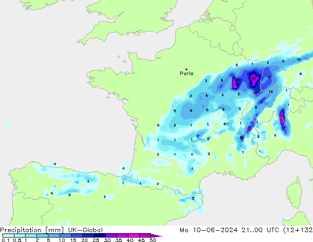 Precipitazione UK-Global lun 10.06.2024 00 UTC