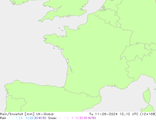 Rain/Snowfall UK-Global Tu 11.06.2024 12 UTC