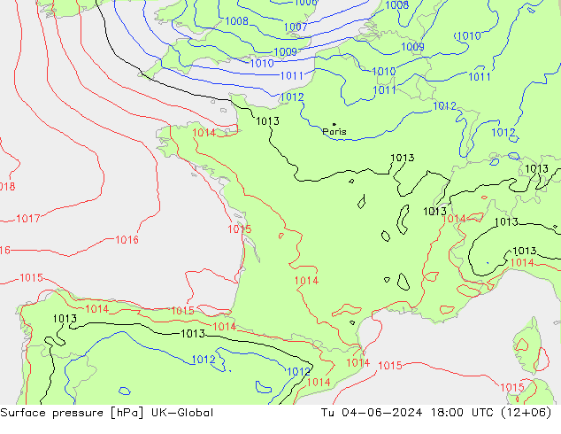 приземное давление UK-Global вт 04.06.2024 18 UTC