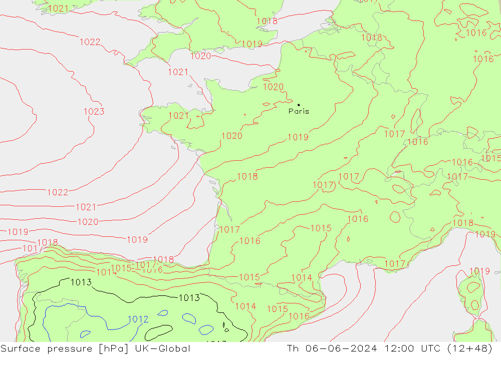 pression de l'air UK-Global jeu 06.06.2024 12 UTC