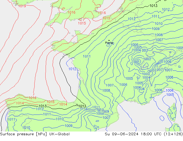 Yer basıncı UK-Global Paz 09.06.2024 18 UTC