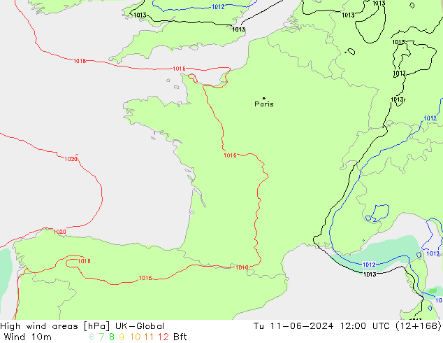 Windvelden UK-Global di 11.06.2024 12 UTC