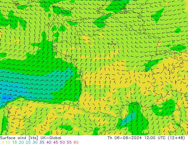 Rüzgar 10 m UK-Global Per 06.06.2024 12 UTC
