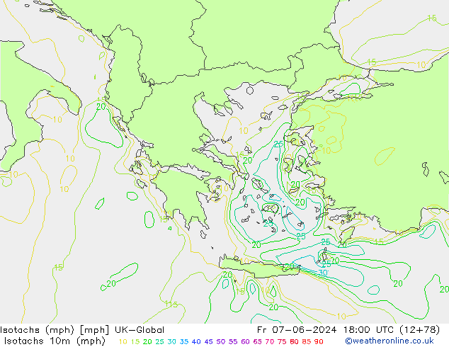 Isotachs (mph) UK-Global Fr 07.06.2024 18 UTC