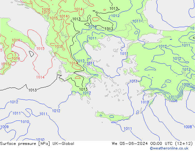 pression de l'air UK-Global mer 05.06.2024 00 UTC