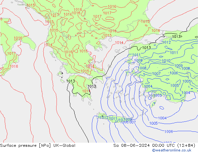 Surface pressure UK-Global Sa 08.06.2024 00 UTC