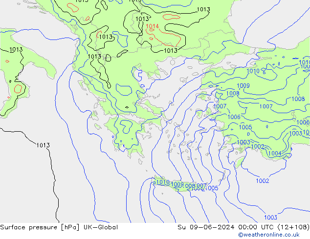 pression de l'air UK-Global dim 09.06.2024 00 UTC