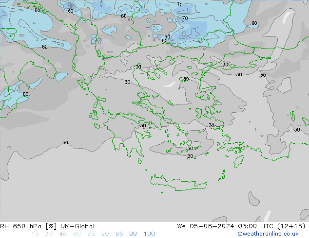 RH 850 hPa UK-Global mer 05.06.2024 03 UTC