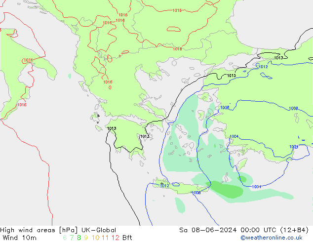 High wind areas UK-Global sam 08.06.2024 00 UTC