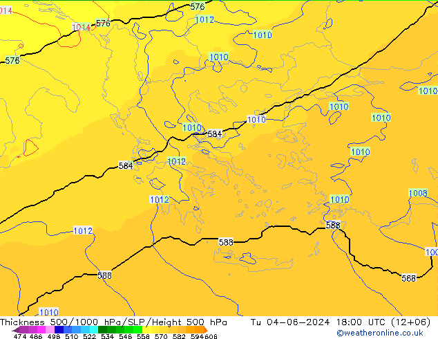 Dikte 500-1000hPa UK-Global di 04.06.2024 18 UTC