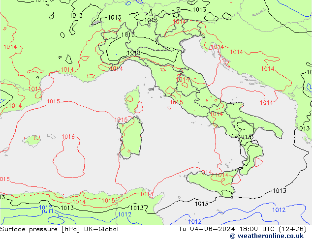 приземное давление UK-Global вт 04.06.2024 18 UTC