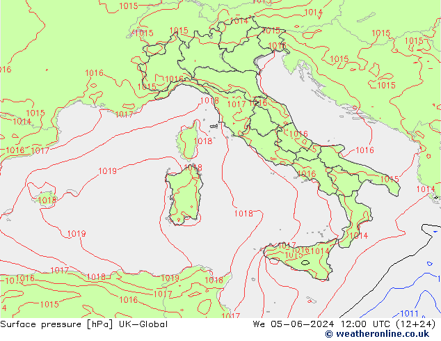 Luchtdruk (Grond) UK-Global wo 05.06.2024 12 UTC