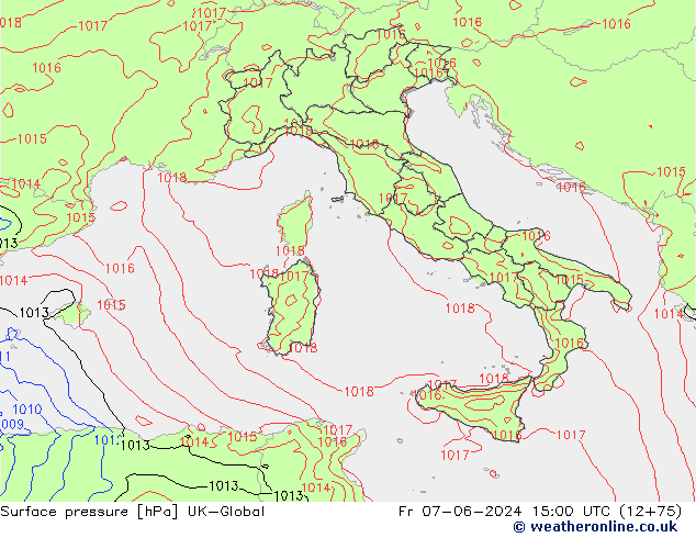 pression de l'air UK-Global ven 07.06.2024 15 UTC