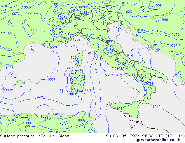 pressão do solo UK-Global Dom 09.06.2024 06 UTC