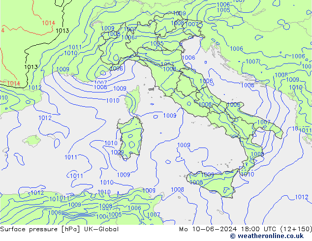 pression de l'air UK-Global lun 10.06.2024 18 UTC