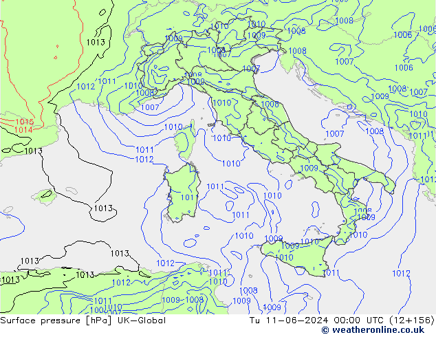 приземное давление UK-Global вт 11.06.2024 00 UTC