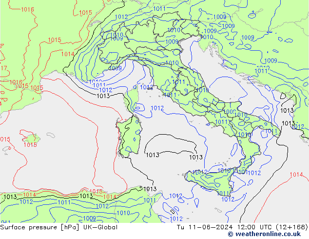 Luchtdruk (Grond) UK-Global di 11.06.2024 12 UTC