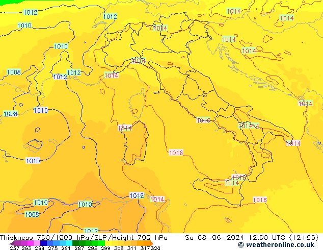 Thck 700-1000 hPa UK-Global Sáb 08.06.2024 12 UTC
