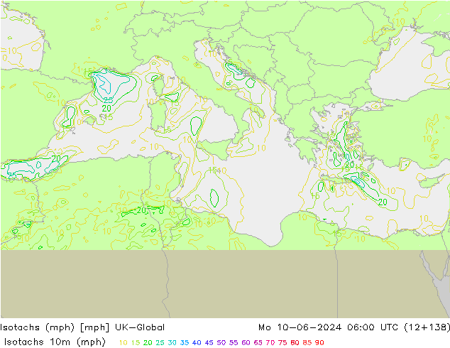 Isotachen (mph) UK-Global ma 10.06.2024 06 UTC