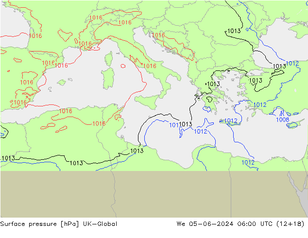 Surface pressure UK-Global We 05.06.2024 06 UTC