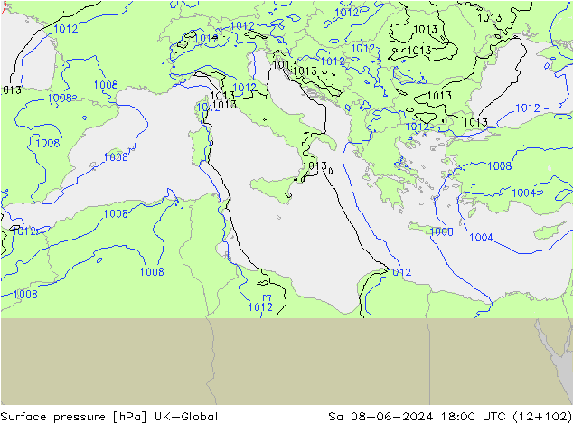 Surface pressure UK-Global Sa 08.06.2024 18 UTC