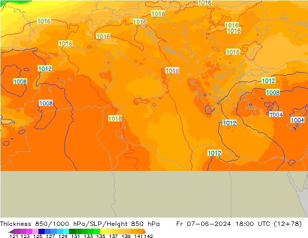 Thck 850-1000 hPa UK-Global pt. 07.06.2024 18 UTC