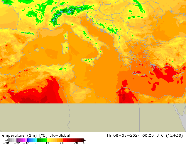 Temperatuurkaart (2m) UK-Global do 06.06.2024 00 UTC