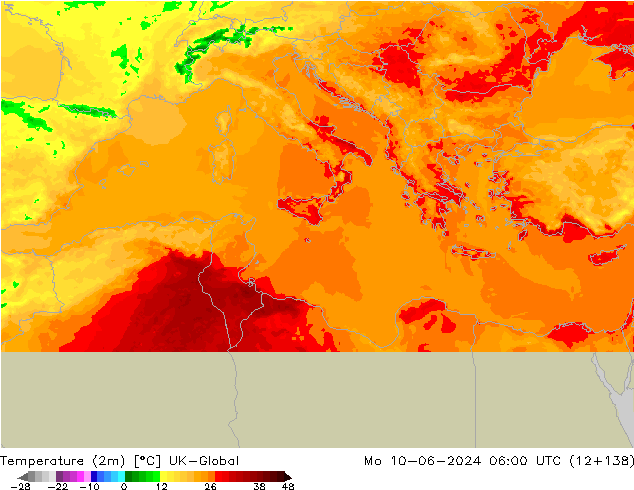 Temperatuurkaart (2m) UK-Global ma 10.06.2024 06 UTC