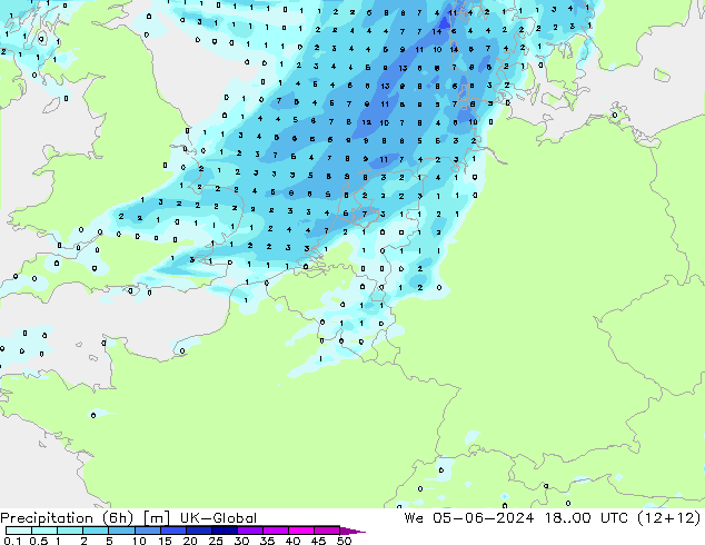 Precipitation (6h) UK-Global We 05.06.2024 00 UTC