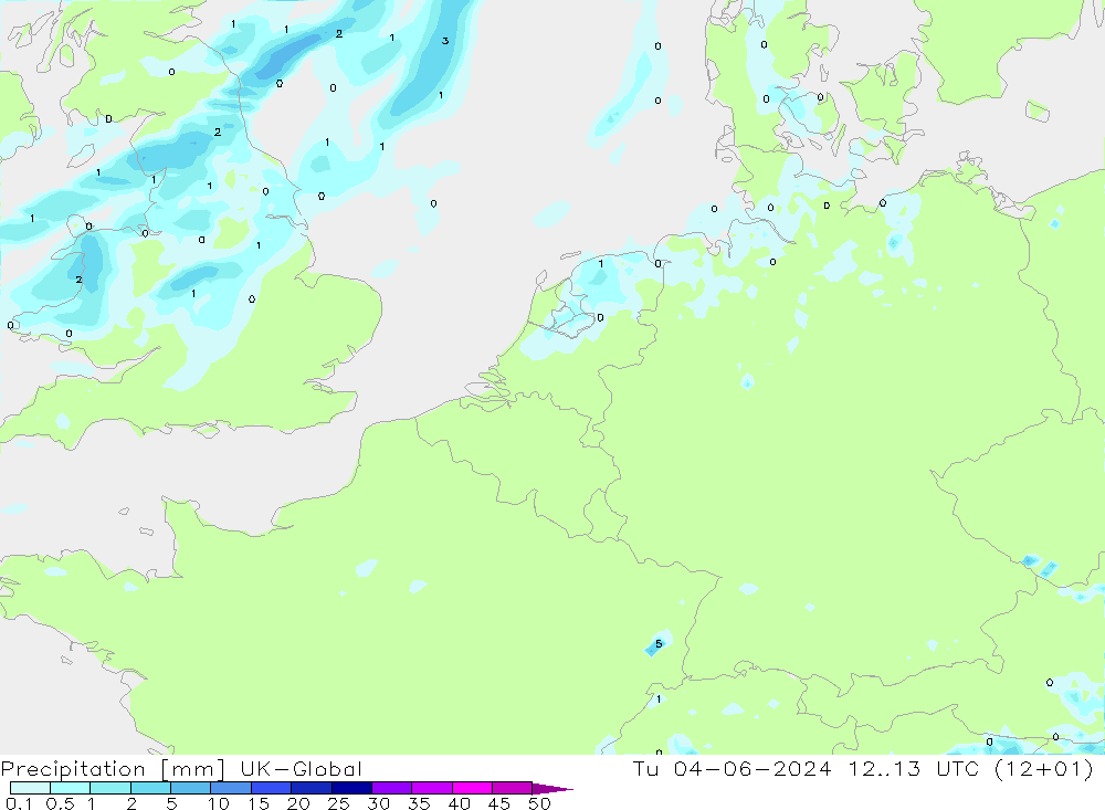 Precipitazione UK-Global mar 04.06.2024 13 UTC