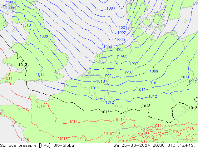 Surface pressure UK-Global We 05.06.2024 00 UTC