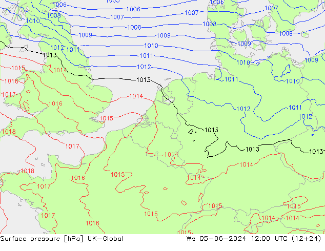 Luchtdruk (Grond) UK-Global wo 05.06.2024 12 UTC