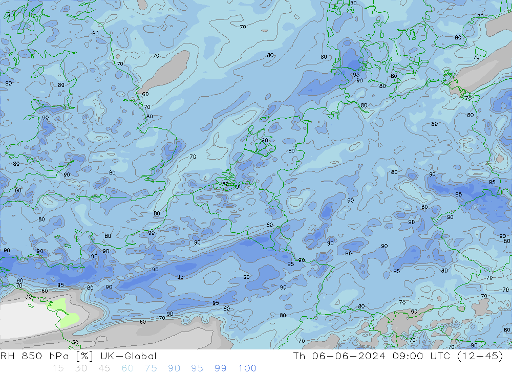 RH 850 hPa UK-Global gio 06.06.2024 09 UTC