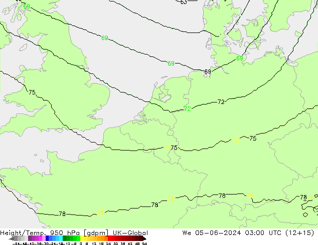 Height/Temp. 950 hPa UK-Global  05.06.2024 03 UTC