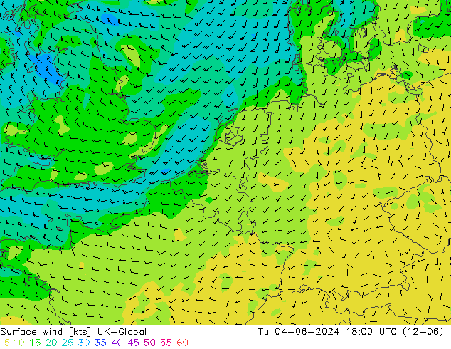 Wind 10 m UK-Global di 04.06.2024 18 UTC