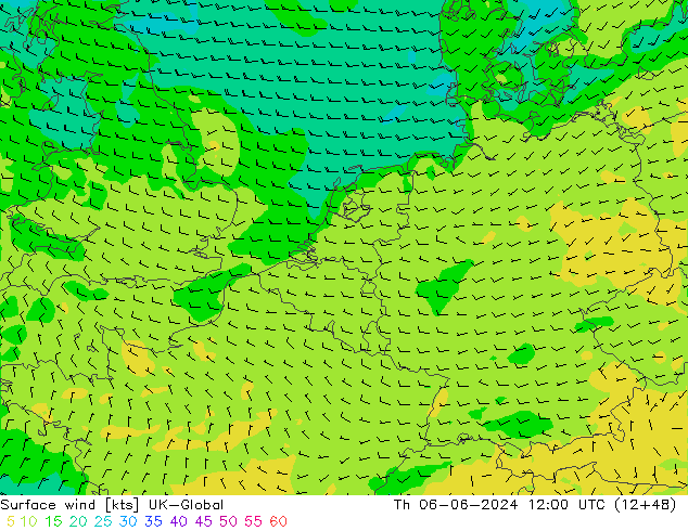 Surface wind UK-Global Th 06.06.2024 12 UTC