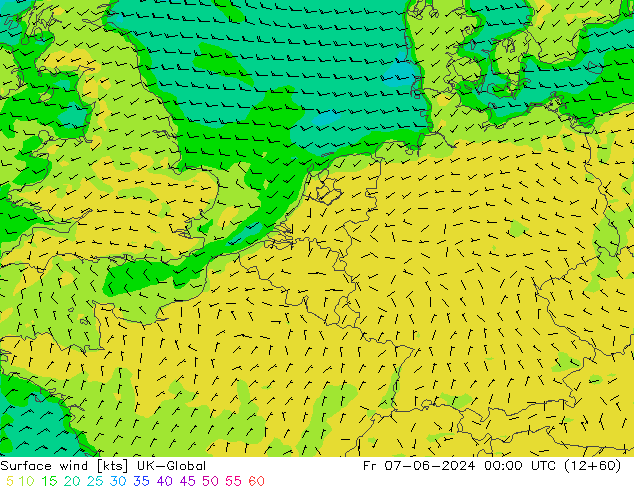 Surface wind UK-Global Pá 07.06.2024 00 UTC