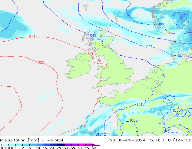 Srážky UK-Global So 08.06.2024 18 UTC