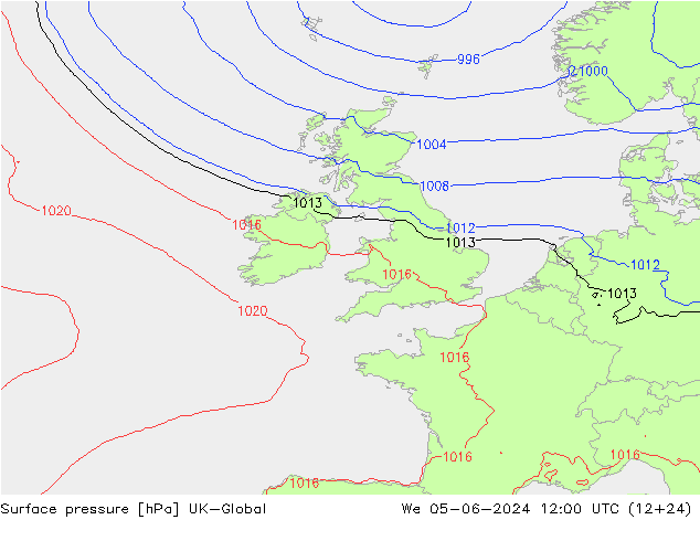 Surface pressure UK-Global We 05.06.2024 12 UTC