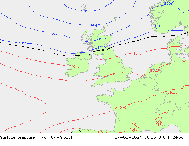 Presión superficial UK-Global vie 07.06.2024 06 UTC