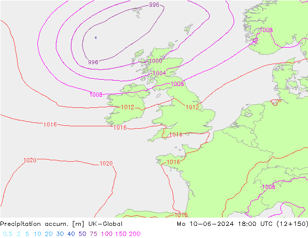 Totale neerslag UK-Global ma 10.06.2024 18 UTC