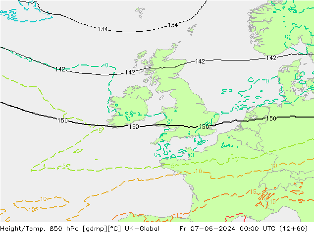 Height/Temp. 850 hPa UK-Global Fr 07.06.2024 00 UTC