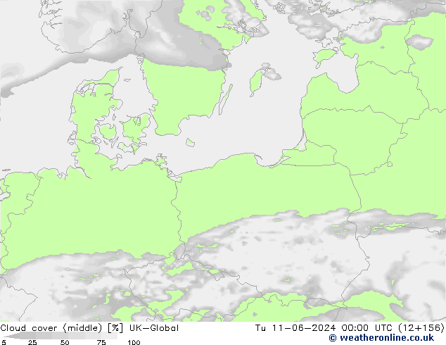 Cloud cover (middle) UK-Global Tu 11.06.2024 00 UTC