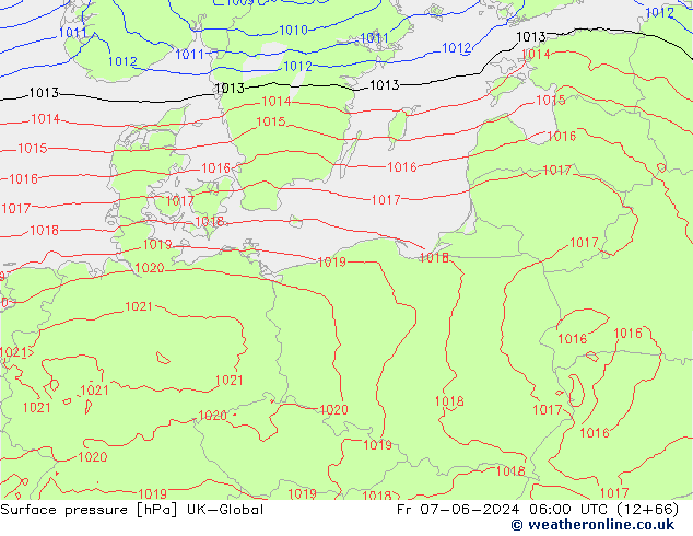 Surface pressure UK-Global Fr 07.06.2024 06 UTC