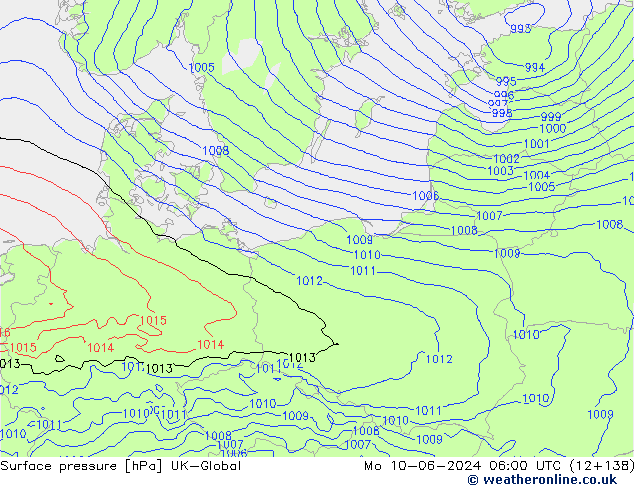 Luchtdruk (Grond) UK-Global ma 10.06.2024 06 UTC